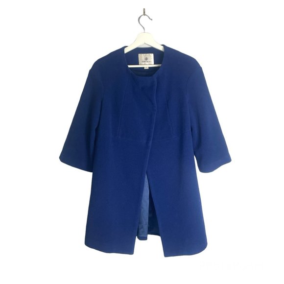 Mirror Fun Blue Wool Coat Size Medium Fall Spring - Picture 7 of 7